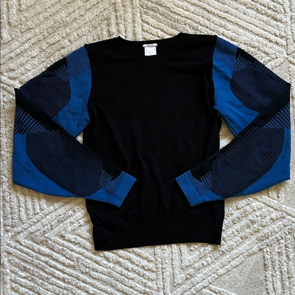 Wolford Sweaters - Wolford Black and Blue Sweater with Geometric Sleeves